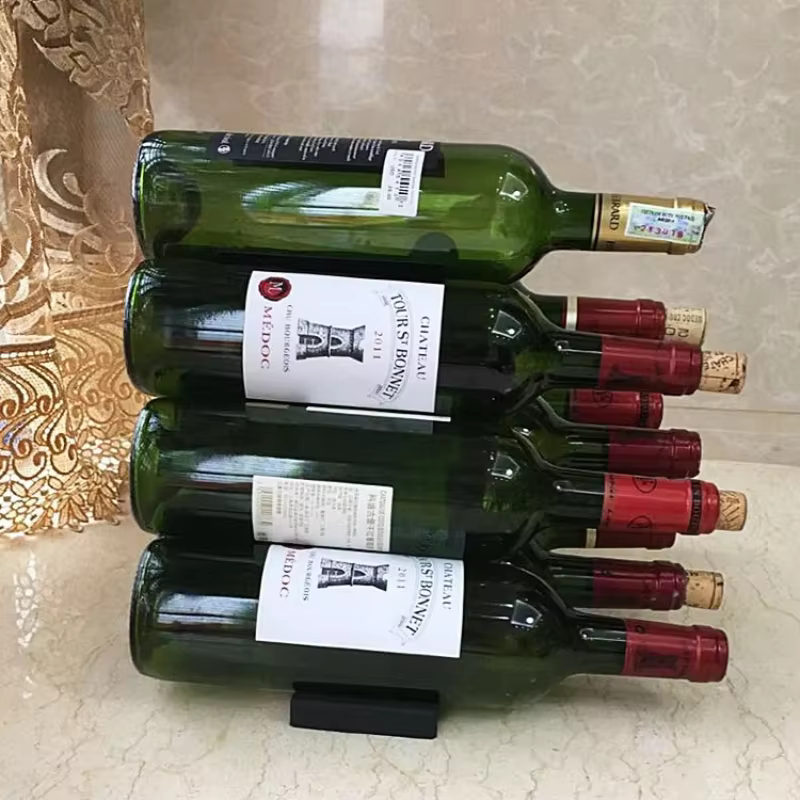 Porte-bouteilles de vin pour comptoir, rangement pour bouteilles de vin, pour garde-manger, armoire, réfrigérateur, support de bouteilles empilable pour la maison