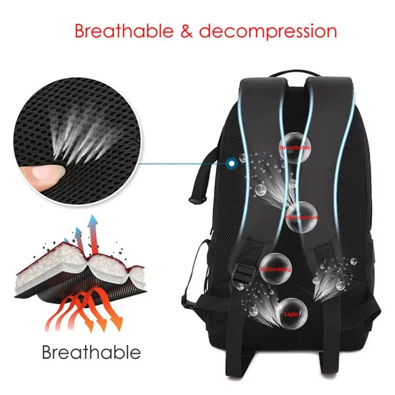 Sac à dos étanche pour appareil photo vidéo, avec bande réfléchissante, adapté au Latptop de 15.6 pouces, étui pour trépied rembourré et souple, sac Photo