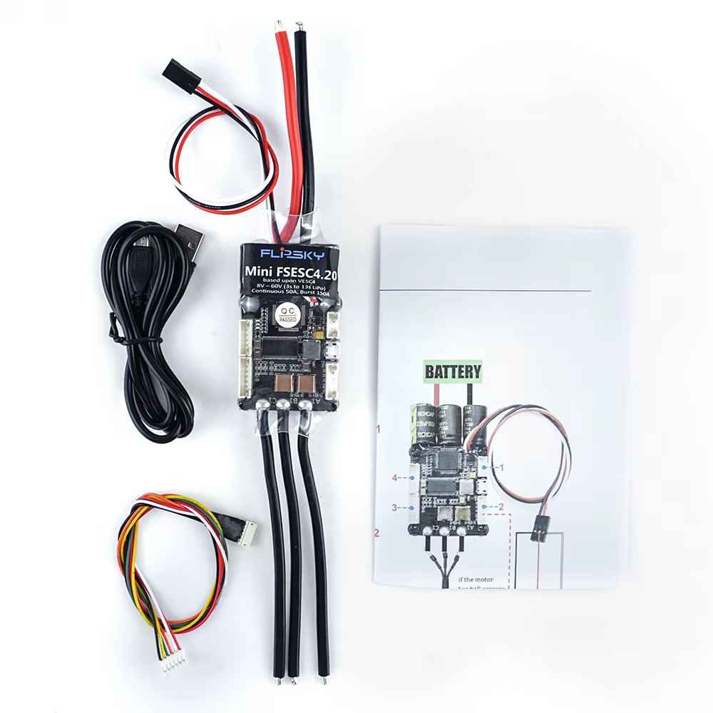 Contrôleur de vitesse électrique Flipsky ESC Mini FSESC4.20 50A pour skateboard basé sur VESC ®   4.12 Avec dissipateur thermique en aluminium anodisé