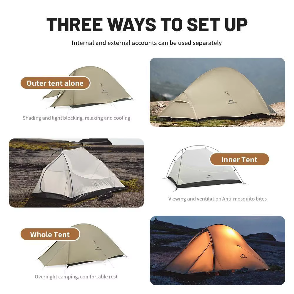 Naturehike CloudUp 2 tente Pro 2 personnes améliorée 20D étanche camping en plein air randonnée ultralégère 2