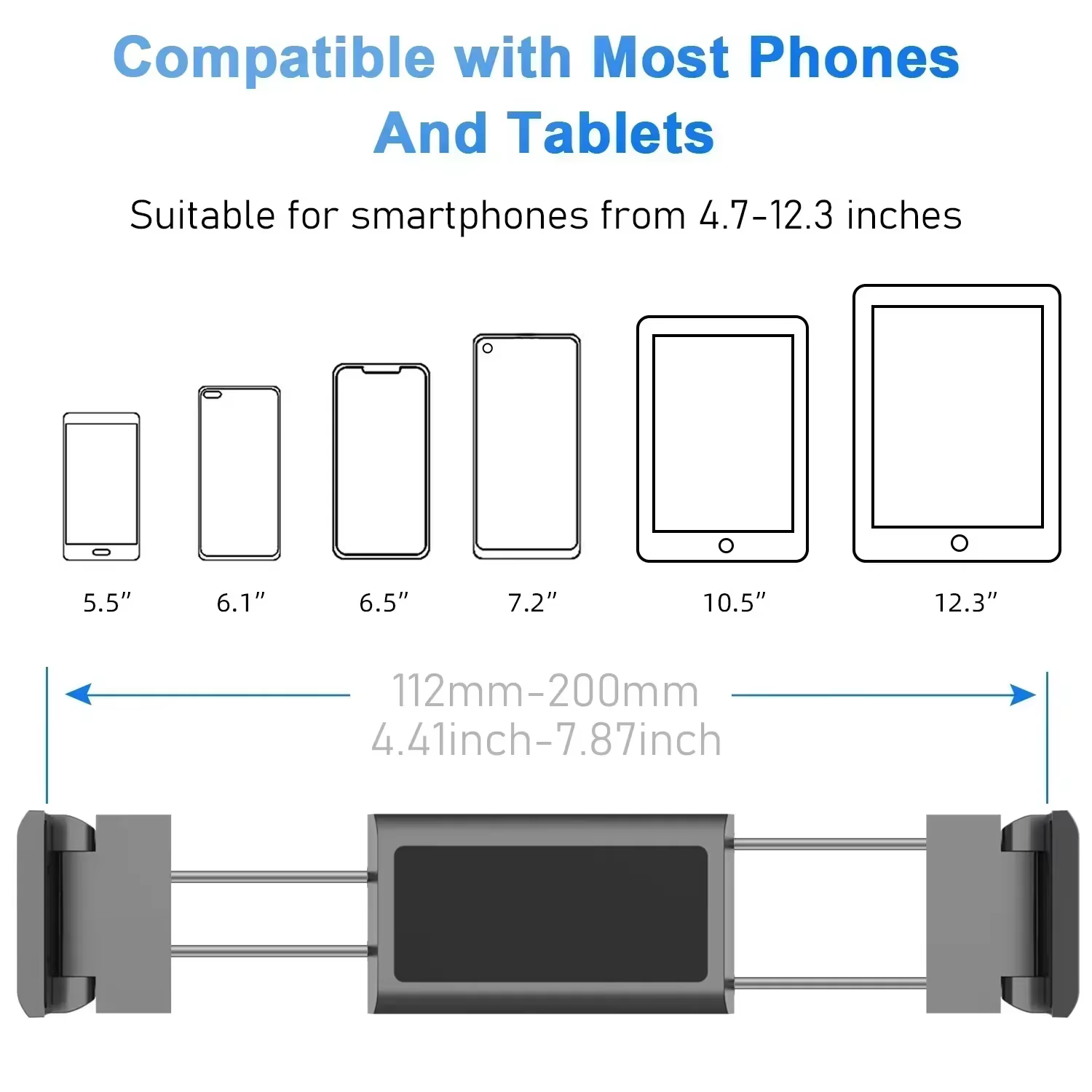 Support de tablette pour appui-tête de voiture, support iPad pour siège arrière, accessoires de voyage, essentiels de voyage sur route pour enfants, convient aux appareils de 4.7 à 12.9 pouces