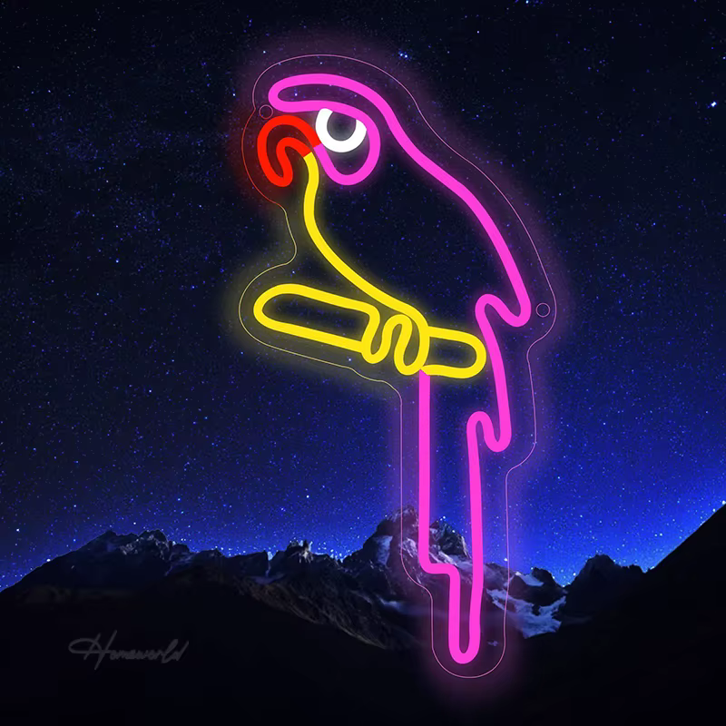 Parrot oiseau néon signe lumière LED modèle Animal veilleuse lampe décor entreprise Logo boutique salle mur fête cadeau d'anniversaire