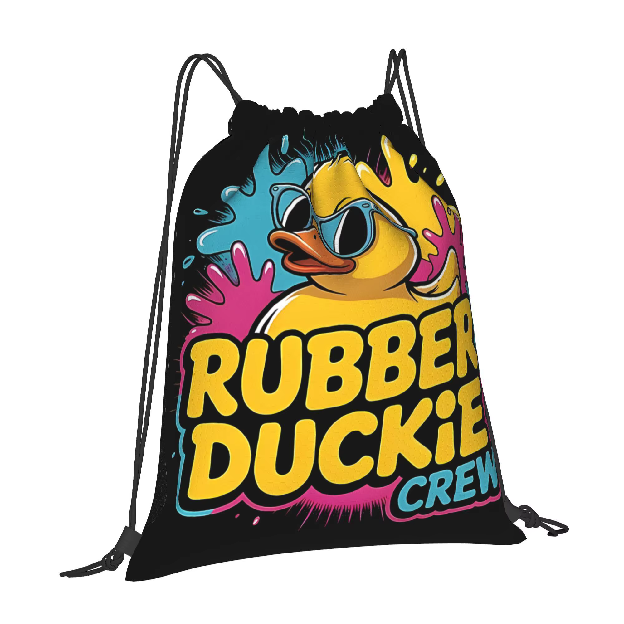 Sac à dos de sport à cordon de serrage motif canard jaune