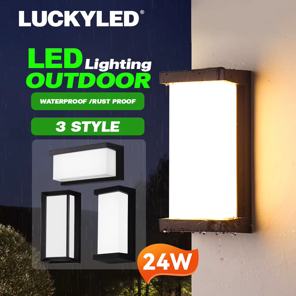 Applique murale extérieure imperméable à LED 24W Applique murale extérieure moderne AC90-260V éclairage mural extérieur de façade pour jardin de porche de rue