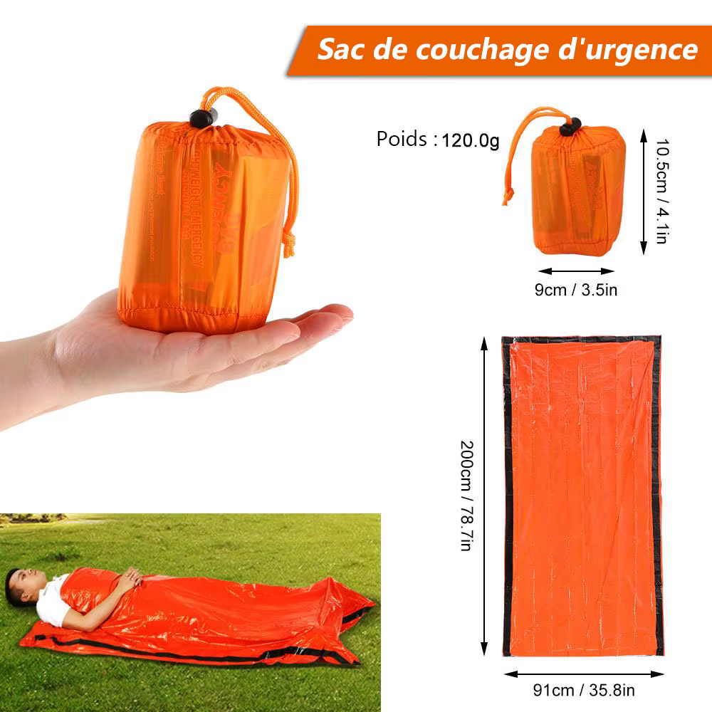 Sac de couchage de survie d'urgence en plein air