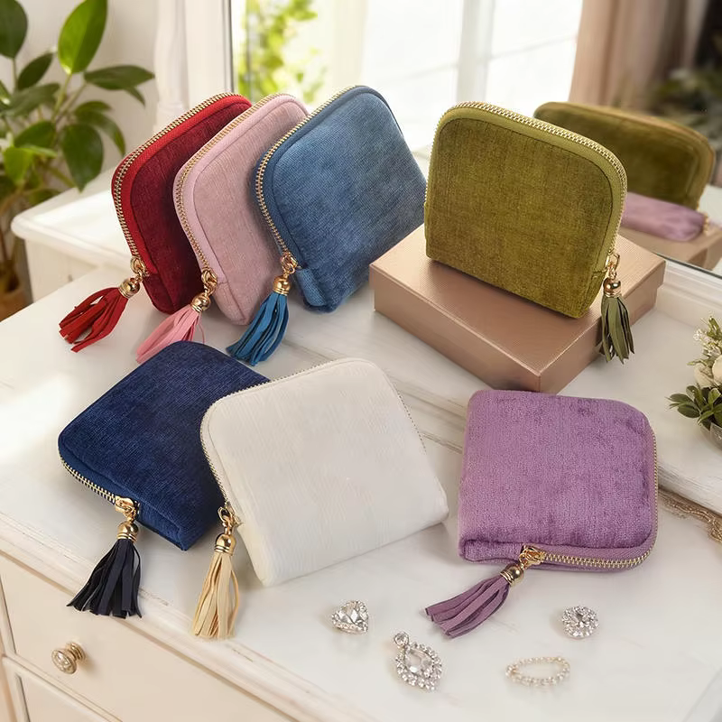 Sac de rangement pour bijoux exquis avec pendentif en forme de pompon