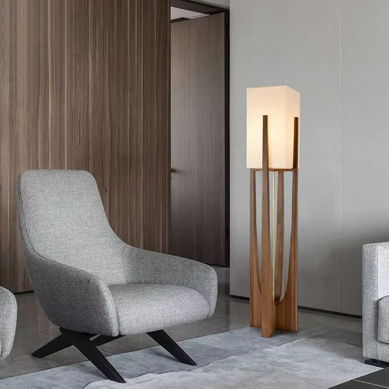 Lampadaire design nordique en bois massif pour chambre à coucher, chevet, salon, canapé, salon de thé, restaurant, hôtel, maison d'hôtes, luminaire Lofa