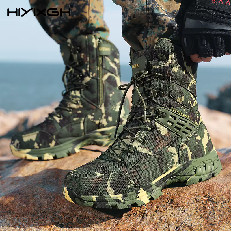 Bottes de randonnée camouflage vert pour hommes