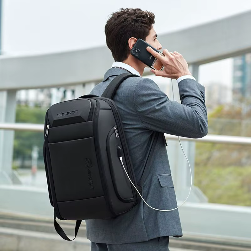 Wiersoon sac à dos pour hommes sac à dos étanche grande capacité voyage d'affaires multifonctionnel mot de passe antivol pochette d'ordinateur