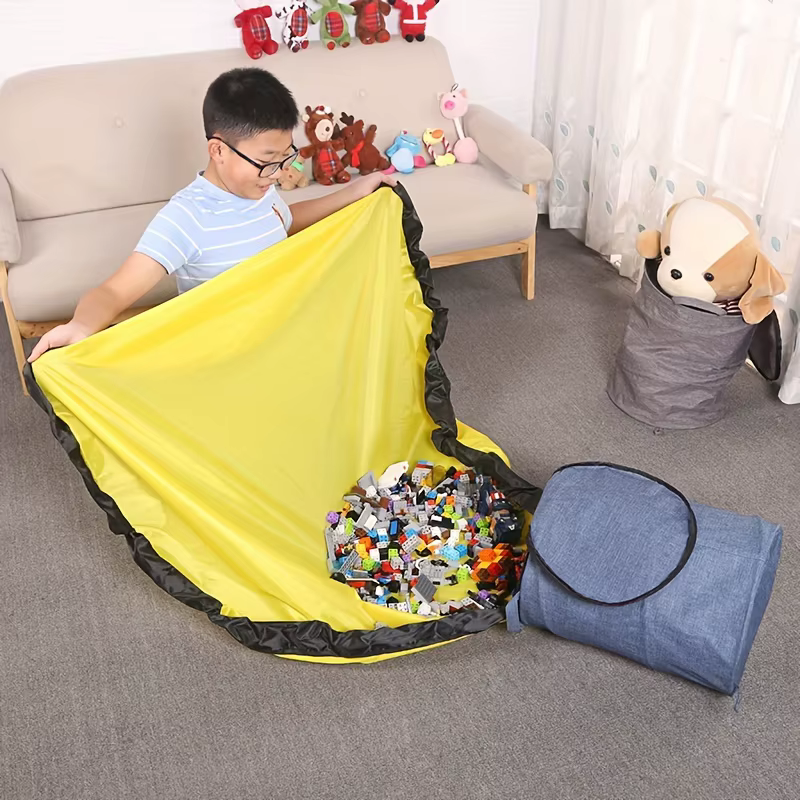Blocs de construction de stockage de jouets Lego, sac de rangement de poupée pour enfants, grand seau de rangement rapide détachable pour tapis de jeu