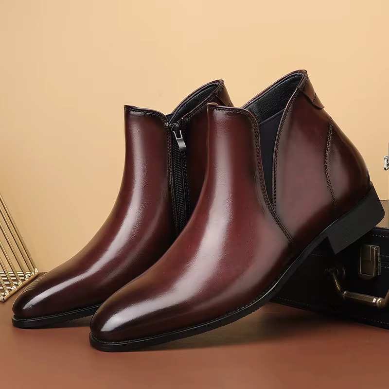 Bottes Chelsea pour hommes, bottes courtes de Style britannique, bottes montantes de luxe en cuir pour hommes d'affaires, bottes habillées Botas Hombre