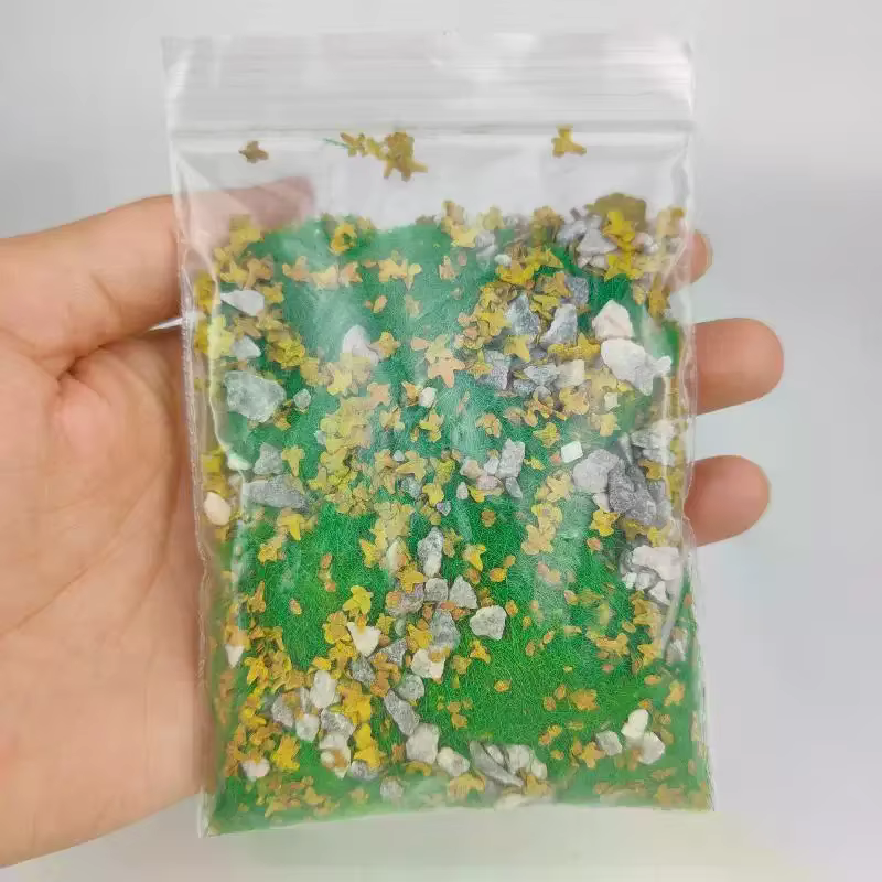 Table de sable de pelouse simulée, 30 g/sac, aménagement paysager Miniature avec végétation de pierre, modèle de bricolage mixte avec poudre d'herbe en pierre