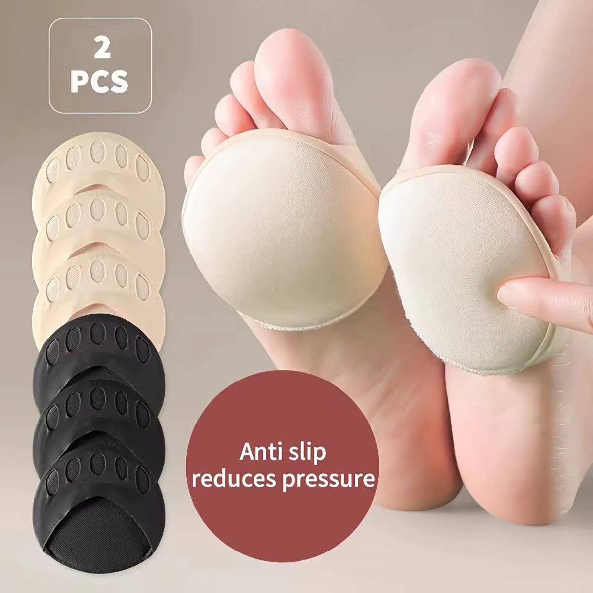 Paquet de 2 coussinets d'orteils respirants, protecteurs d'avant-pied-coussinets réutilisables, coussinets en mousse pour empêcher la douleur et l'inconfort de l'avant-pied