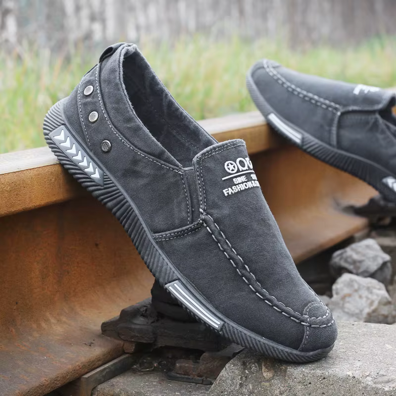 Denim hommes toile chaussures sans lacet baskets mâle pour l'été nouveau en plein air conduite mocassin à la mode Vintage mocassins chaussures pour hommes