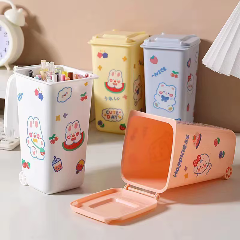 Mini poubelle de bureau 4 couleurs, boîte de rangement des déchets, Table basse de salon avec couvercle, petit panier en papier, sac poubelle en plastique