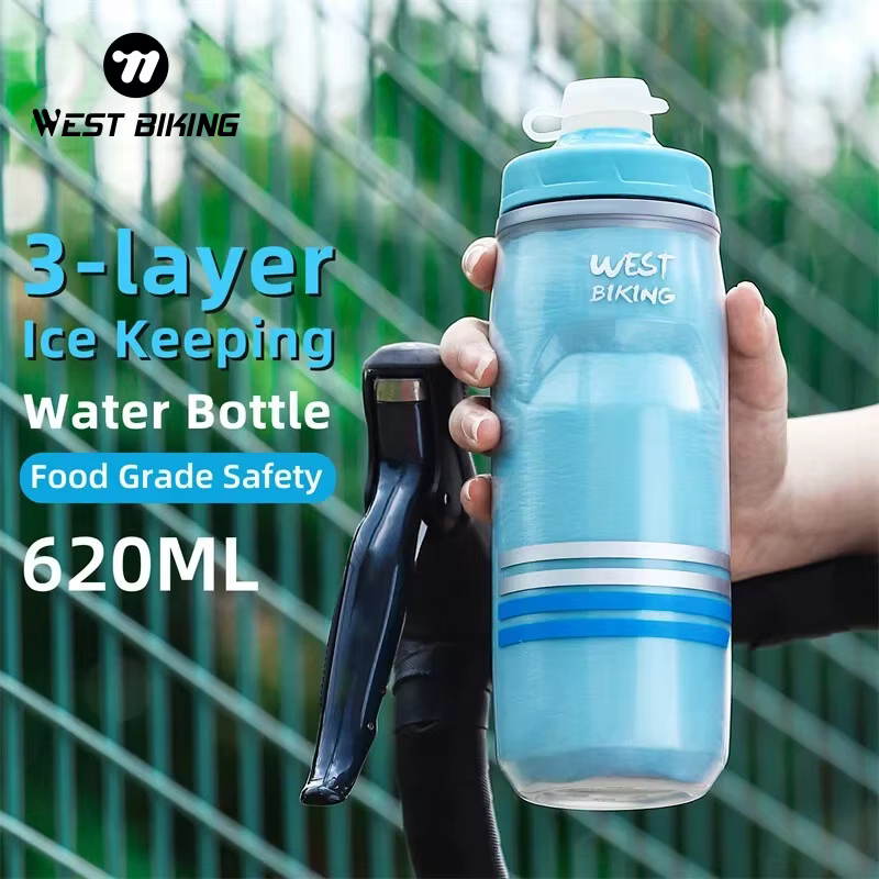 Bouteille d'eau isotherme et anti-fuite WEST BIKING 620 ml pour vélo, course à pied, randonnée, sport