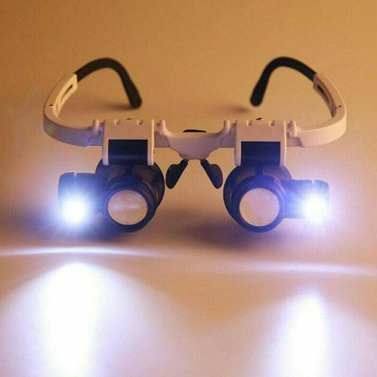 2XLED Montre Bijoutier De Réparation Loupe Tête-Monté Bandeau Réglable Loupe Tête Lunettes Loupe Lentille 8X 15X 23X