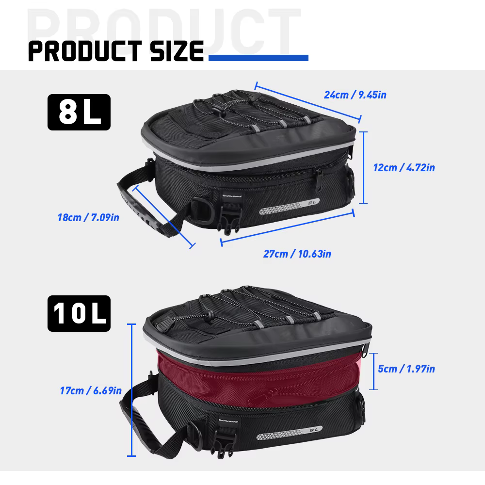Sacoche de selle arrière pour moto 8L
