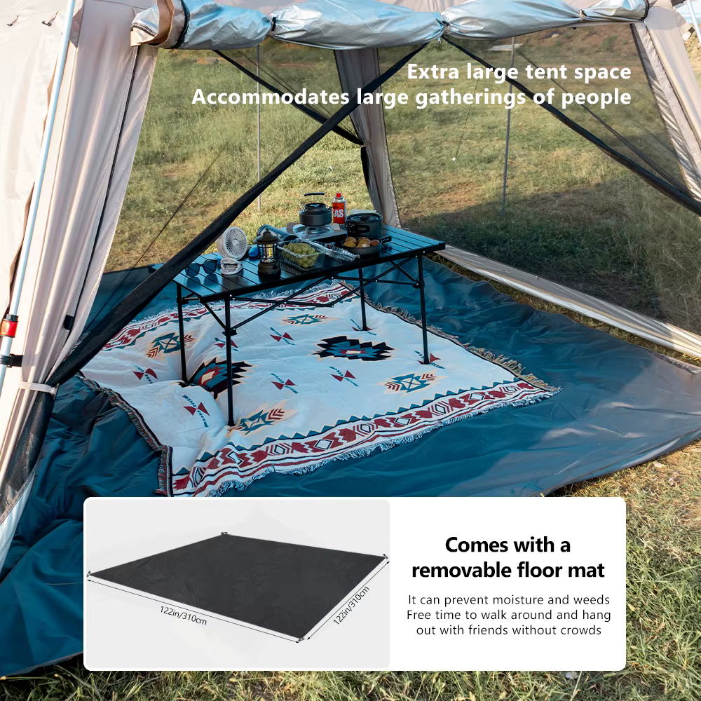 Tente de Camping en plein air avec cheminée