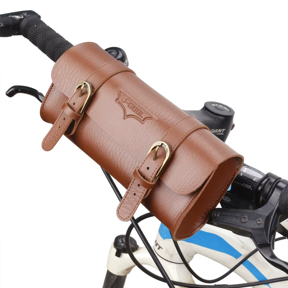 Sac de guidon de vélo en cuir vintage Sac de tube supérieur