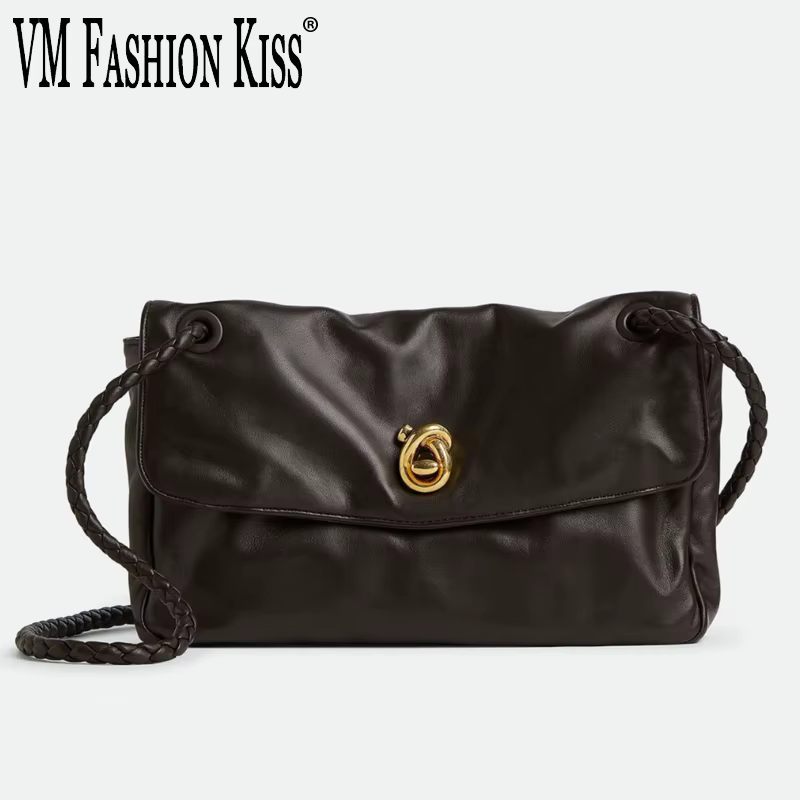 VM FASHIO NKISS Sac sous les bras pour femme Sac à bandoulière semi-abatte de couleur unie Sac à bandoulière en cuir PU souple adapté à toutes les saisons