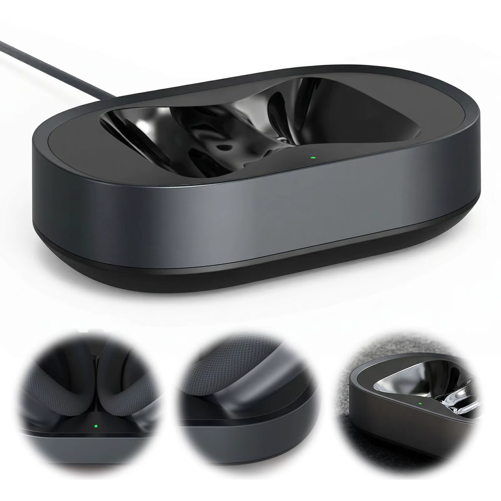 Station de charge portable adaptée aux écouteurs AirPods Max, accessoires, base de charge USB-C avec double connecteur, anti-rayures