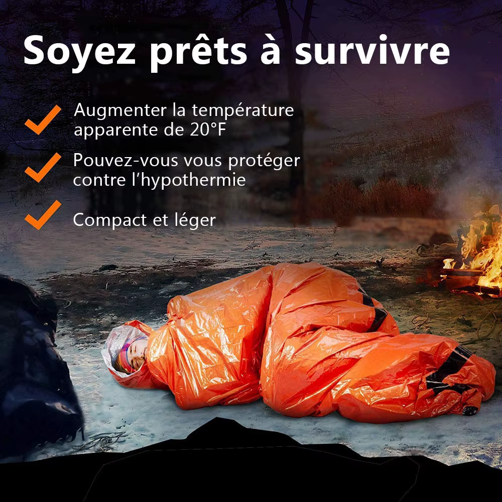 Sac de couchage de survie d'urgence en plein air