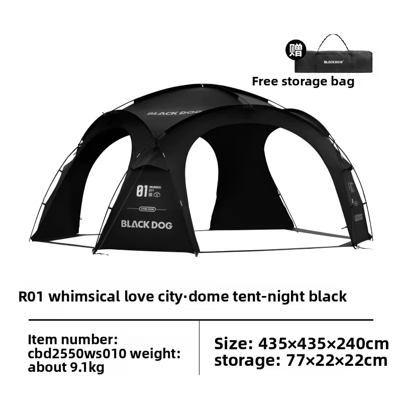 BLACK DOG Camping en plein air Camping étanche Portable tente familiale Expansion randonnée grande tente colle noire tente de luxe