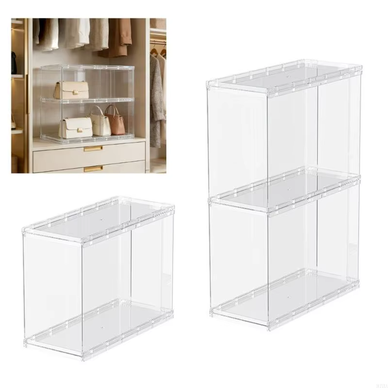 Conteneur rangement sacs modulaires, à main Transparent empilable, organisateur, vitrine parfaite pour les petits