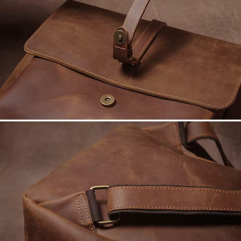 GURO – sac à dos rétro en cuir véritable pour hommes et femmes, sac de voyage à rabat Simple, en cuir de vache naturel, cartable de luxe, sacs à dos de banlieue quotidiens