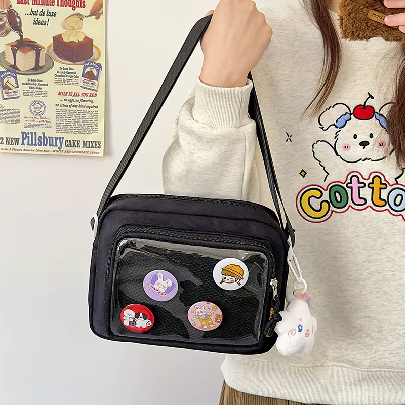 Mode japonais Anime esthétique Ita sac décontracté petit sac de messager pour les étudiants polyvalent bandoulière Itabag broche affichage sac à main