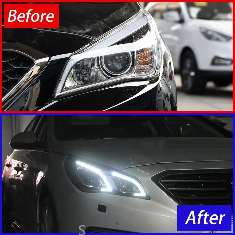 Lampe avant de voiture modifiée pour Sonata 9 2015 – 2018, mise à niveau Benz E Styling, assemblage de phares Led automobiles, accessoires d'objectif de projecteur