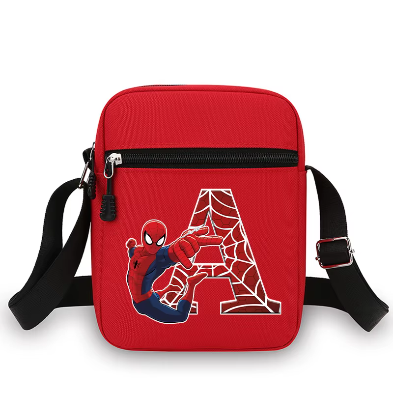 Nouveau sac à bandoulière Spiderman, sac à main imprimé avec des lettres de A à Z, sac à bandoulière tendance, sacs fourre-tout pour enfants, cadeaux d'anniversaire pour enfants