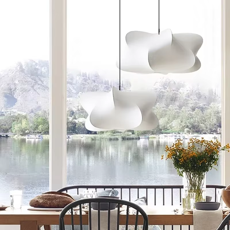 Lampe suspendue en soie nordique, lustre design, luminaire suspendu au plafond, suspension, ampoule E27