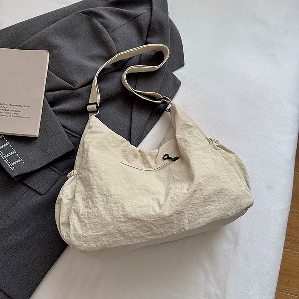 Sac hobo plissé simple grande capacité pour femme, sac à bandoulière léger et multi-poches pour les trajets quotidiens, nouveau sac décontracté