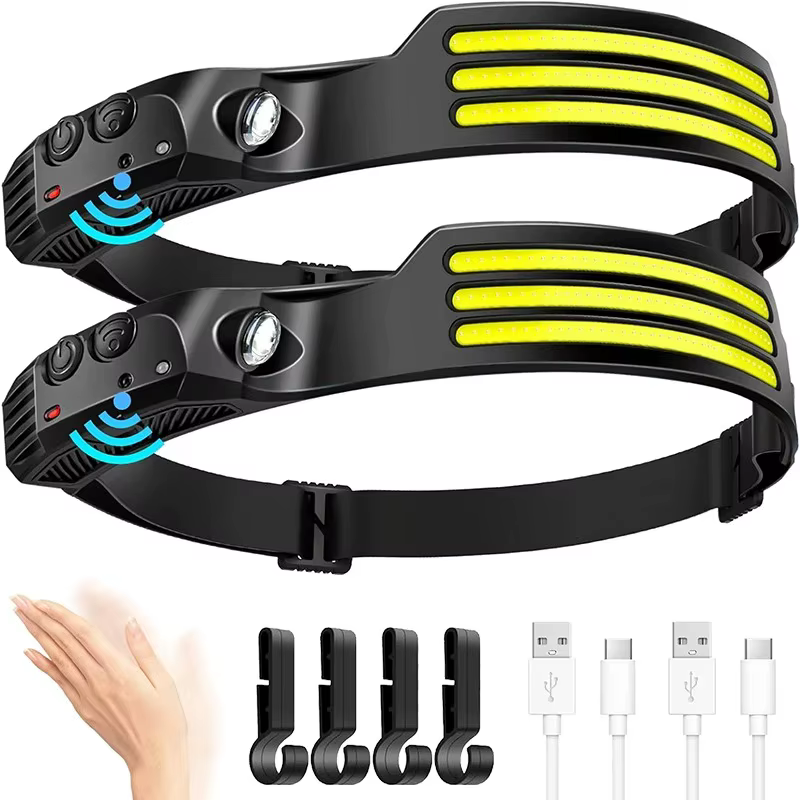 Lampe frontale à induction LED COB rechargeable par USB