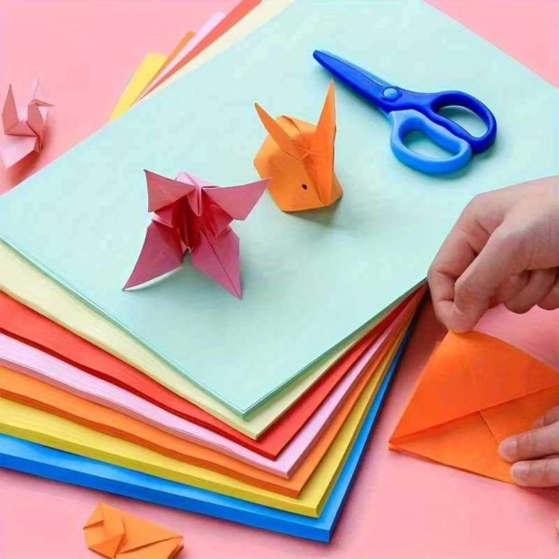 Papier Origami A4 Double face, 100 feuilles, 10 couleurs, facile à plier, pour débutant, artisanat, grue, papeterie faite à la main pour enfants