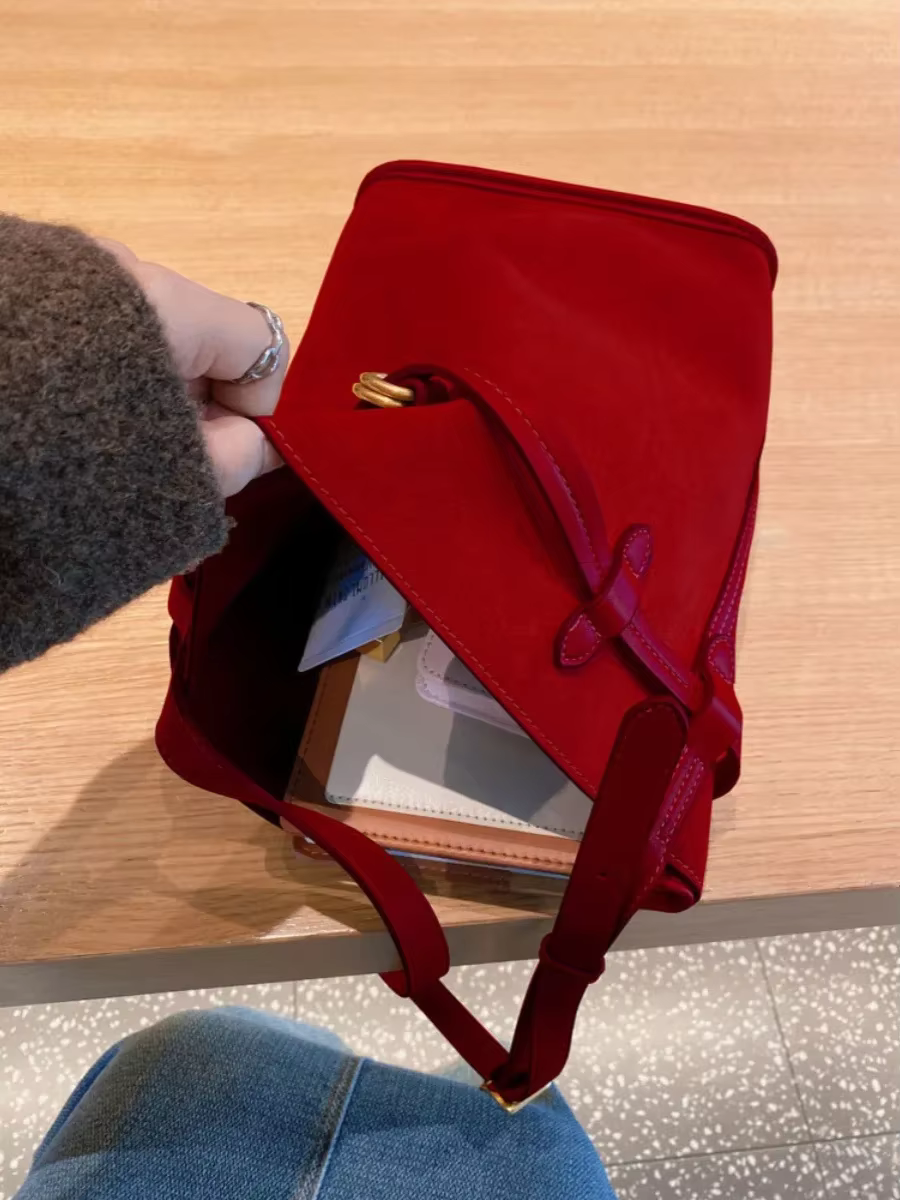 Sac à main rétro en faux daim pour femmes