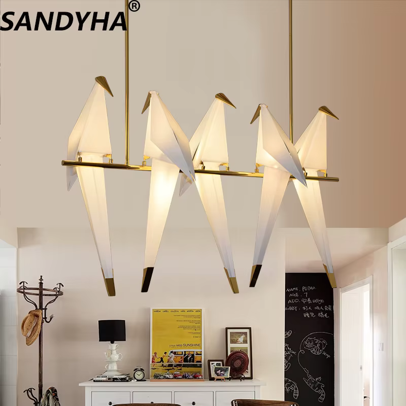 SANDYHA Lustre moderne en forme de Cage à oiseaux pour chambre à coucher, salon, salle à manger, Restaurant, luminaires suspendus, luminaires de décoration pour la maison