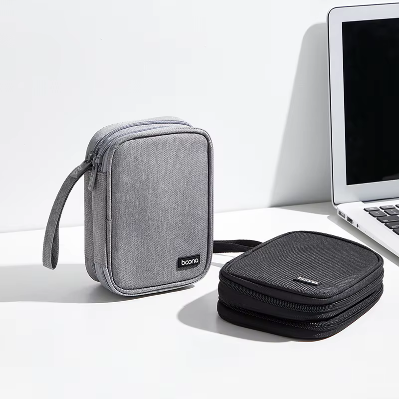 Étui pour double disque dur, double couche, sac de transport pour disque externe de 2,5 pouces, pour organiser les disques durs et les accessoires électroniques