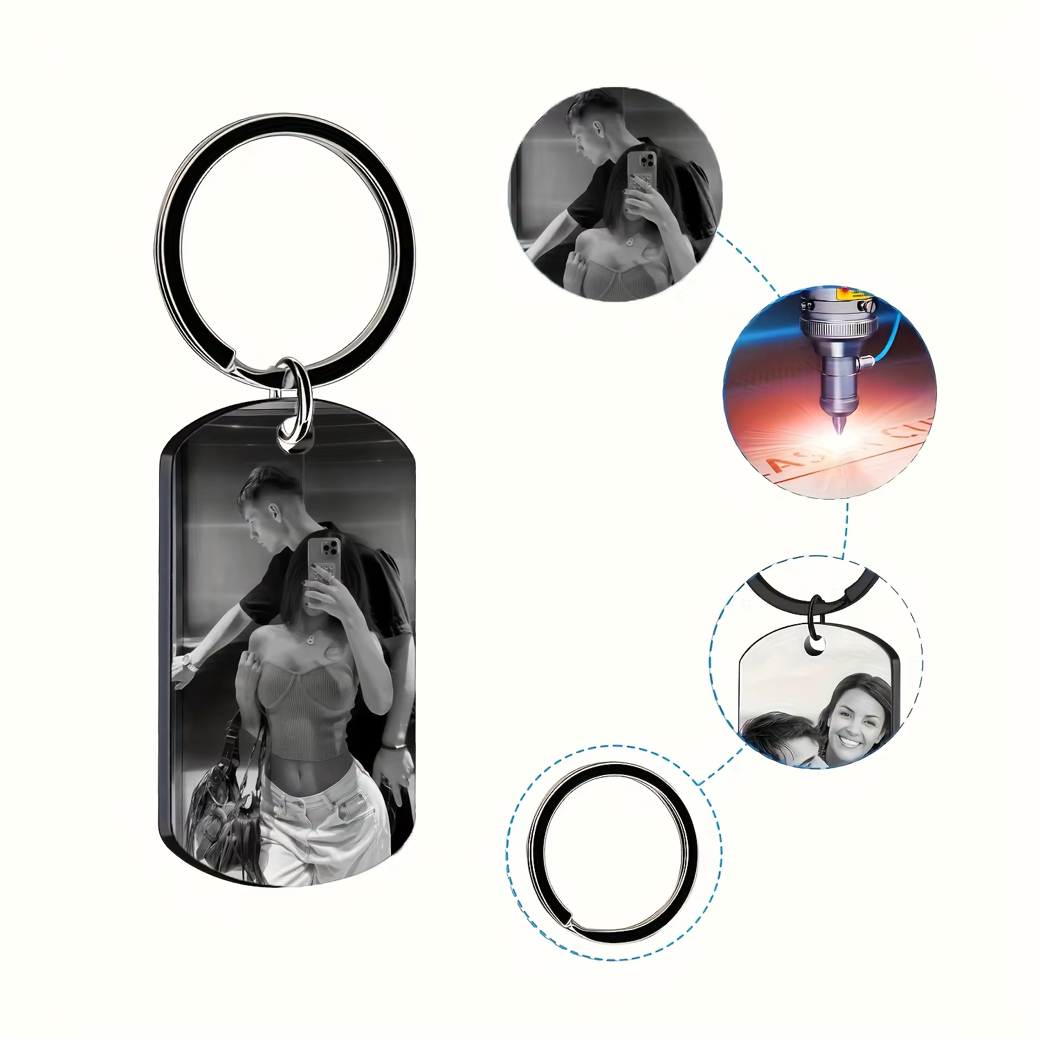 Porte-clés Photo personnalisé pour hommes, texte personnalisé, étiquette de chien, cadeau pour la famille, les Couples, petit ami, petite amie