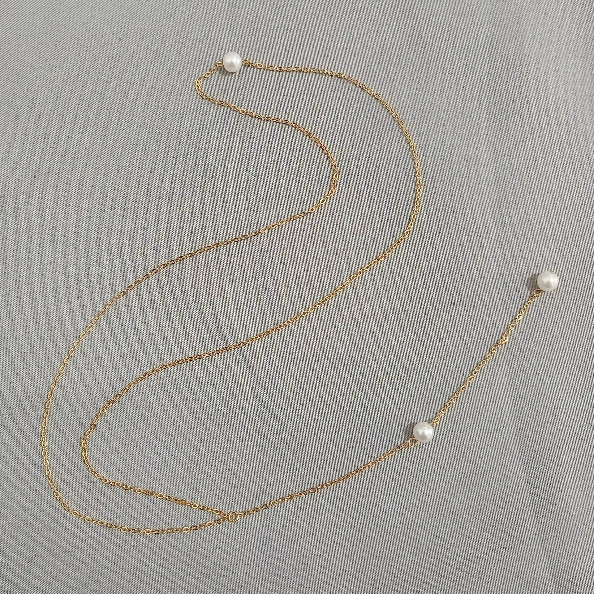 Collier long à pampilles de perles tendance pour femme, bijou élégant et simple avec chaîne dorsale, accessoire de collier pendentif perle