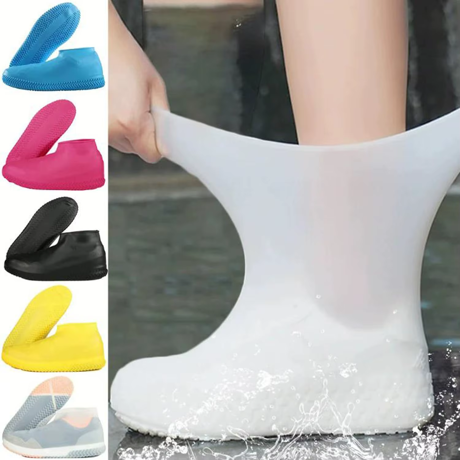 Couvre-chaussures imperméables en silicone antidérapants