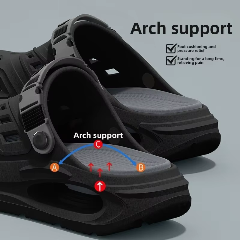Chaussures perforées pour hommes, nouveau style, à design superposé avec soutien de la voûte plantaire, antidérapantes pour l'extérieur, respirantes et confortables.