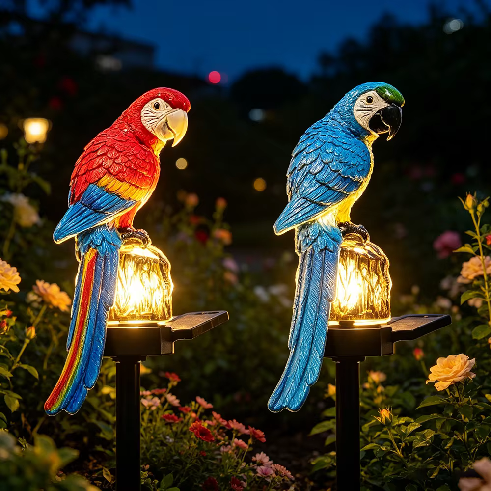 1 lampe solaire en forme de perroquet, à poser au sol, pour jardin, cour, allée extérieure, balcon, terrasse, décoration de pelouse