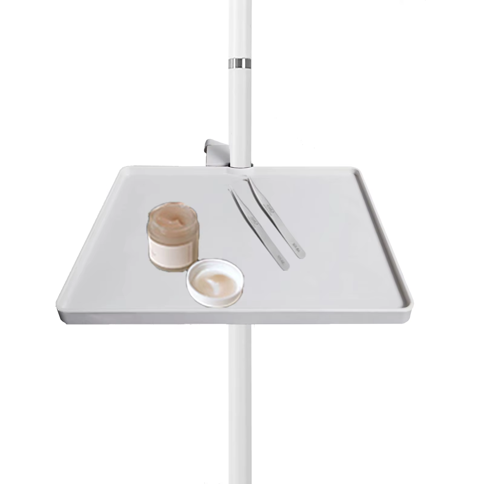 Plateau de maquillage et de diffusion en direct universel en forme de demi-lune avec pince de fixation 22*16CM pour extensions de cils et cosmétiques