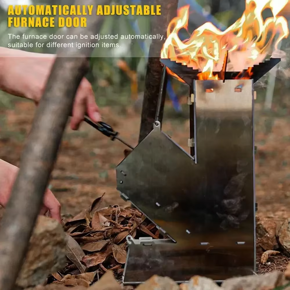 Poêle à bois de Camping pliable en plein air