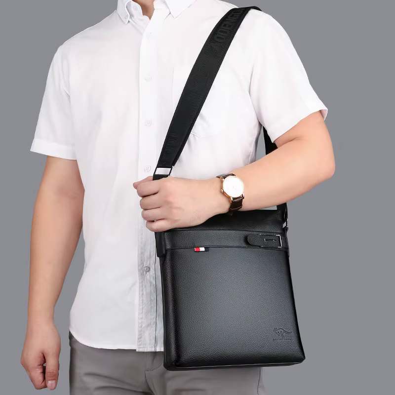 Sac à bandoulière simple en cuir véritable pour hommes, sac à bandoulière décontracté à la mode, nouveau Style pour étudiants