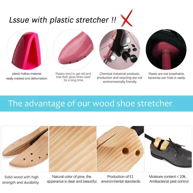 1/2 pièces civière de chaussure femmes et hommes pieds larges, civière de chaussure en bois réglable grande taille extenseur de chaussure élargi longueur d'étirement largeur