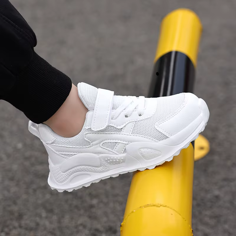 Chaussures décontractées en cuir blanc pour enfants, baskets de course respirantes pour garçons et filles, pour Sports de plein air, marche scolaire, Tennis antidérapantes